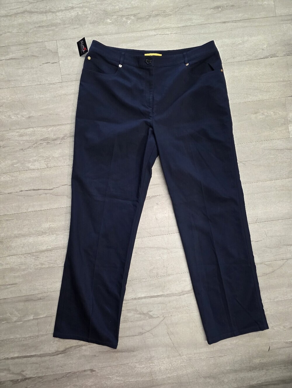 St. John Women's Stretch Pants High Rise Straight Leg Navy Blue
